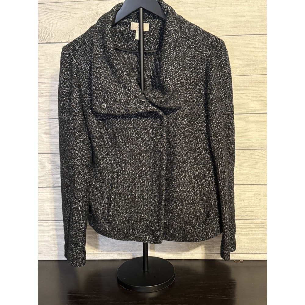 LOFT Women's Sweater Jacket L Full Zip Pockets Cotton Blend